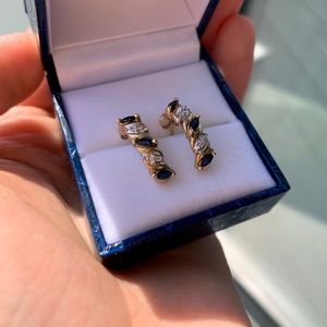 10k gold earrings with sapphire and diamonds